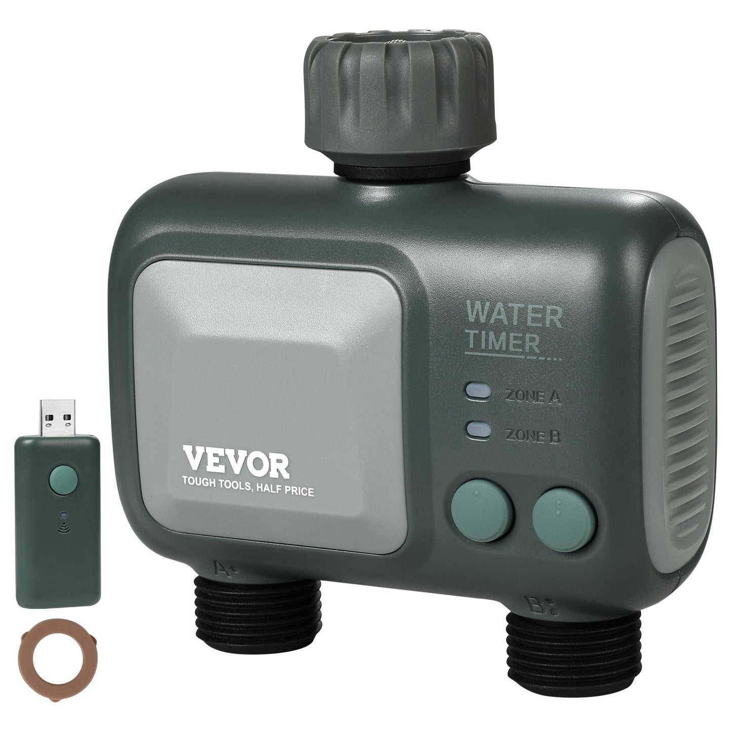 WiFi Sprinkler Timer, 2 Outlets, Smart Hose Faucet Water Timer With Brass Inlet, APP Control Via 2.4Ghz WiFi Or Bluetooth, Voice Control With Alexa And Google Assistant, IPX6 For Yard Watering