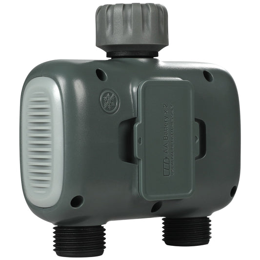 WiFi Sprinkler Timer, 2 Outlets, Smart Hose Faucet Water Timer With Brass Inlet, APP Control Via 2.4Ghz WiFi Or Bluetooth, Voice Control With Alexa And Google Assistant, IPX6 For Yard Watering