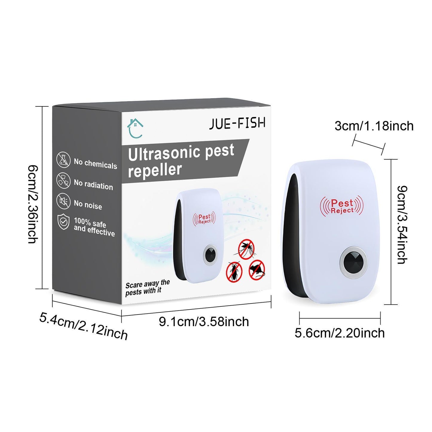Jueyu Ultrasonic Home Mosquito, Cockroach, And Mouse Repellent Plug-in Smart Nightlight Insect Repeller