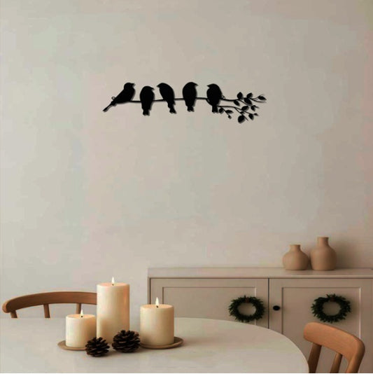 1PC Fashionable Metal Bird Wall Art - Bird On The Branch Wall Ornament. The Leaves With Birds Sculpture Wall Decor Is A Fashion - Forward Metal Wall Hanging, Keeping Your Decor On - Trend.Decorative S